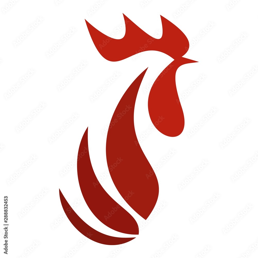 Red rooster head logo. Flat illustration of red rooster head vector