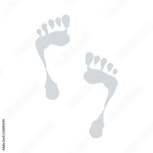 Wet footprint, silhouette wet footprint of human foot. Vector illustration.