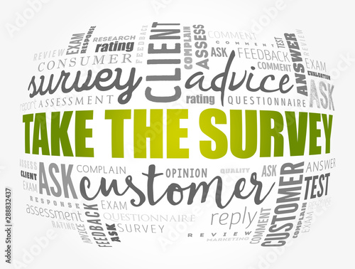 Take the Survey word cloud collage, business concept background
