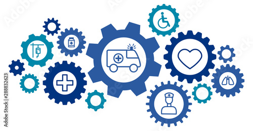 Gearwheel assembly representing the health service