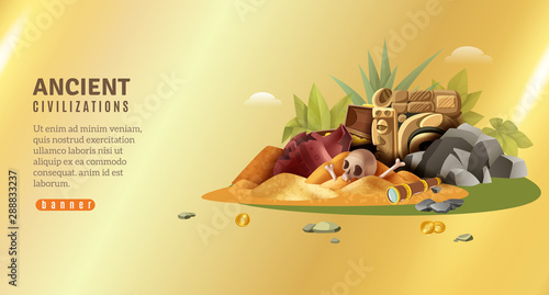 Archeological Artefacts Pile Banner