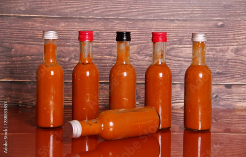 Hot sauce on a table