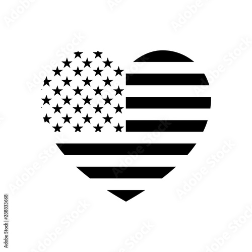 Fashion black minimalistic usa flag heart shaped pattern.