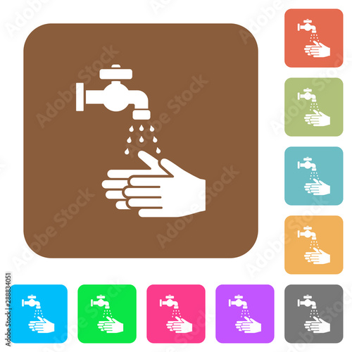 Hand washing rounded square flat icons