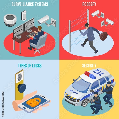 Wallpaper Mural Security Systems Isometric Concept  Torontodigital.ca