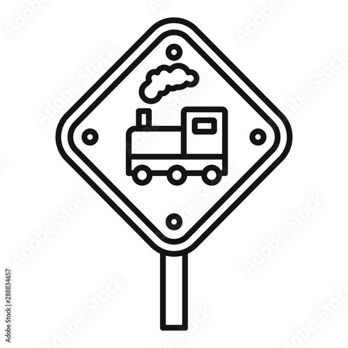 Railway road sign icon. Outline railway road sign vector icon for web design isolated on white background