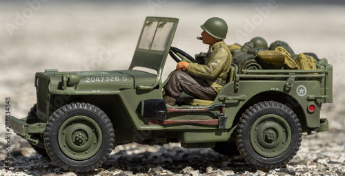 Scale model toy wartime Jeep outdoor