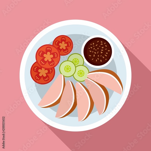 Thai food vegetables icon. Flat illustration of thai food vegetables vector icon for web design