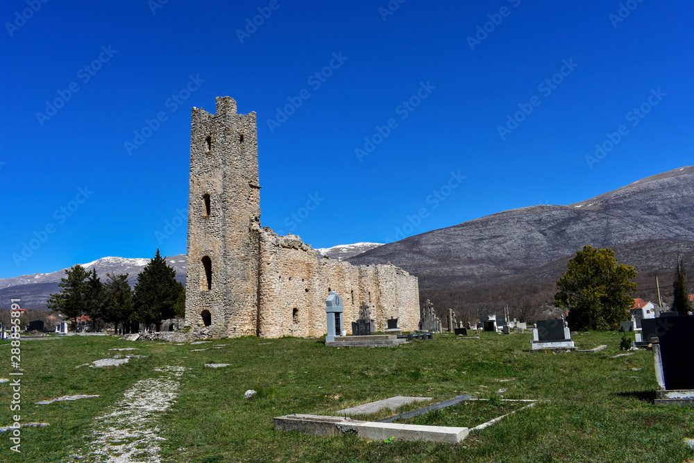Ruins of the ancient castle in Croatia/ Ancient medieval architecture ruins