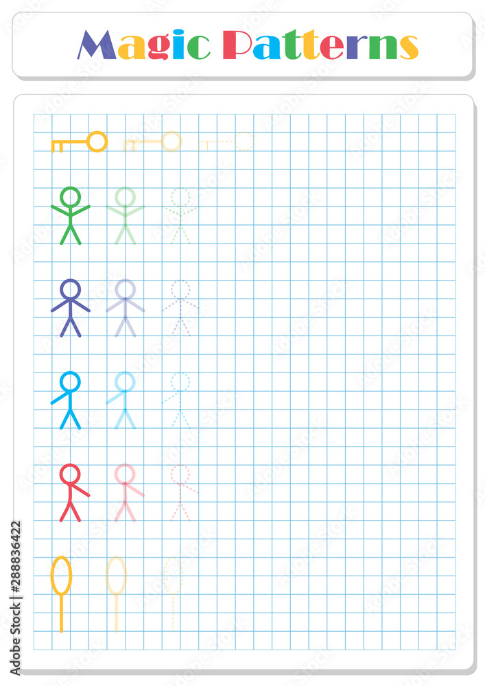 Continue the pattern with crayons or felt-tip pens Continue the pattern with crayons or felt-tip pens