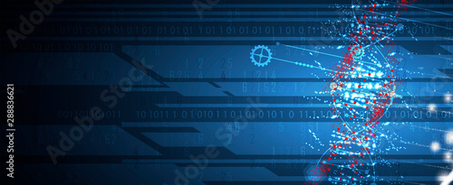 Abstract artificial intelligence DNA technology. Science and social concept.  Futuristic connection structure background