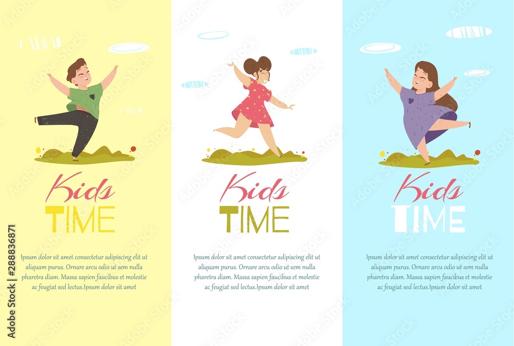 Kids Time Vertical Banners Set. Creative Templates