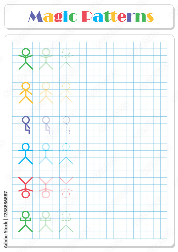Continue the pattern with crayons or felt-tip pens Continue the pattern with crayons or felt-tip pens