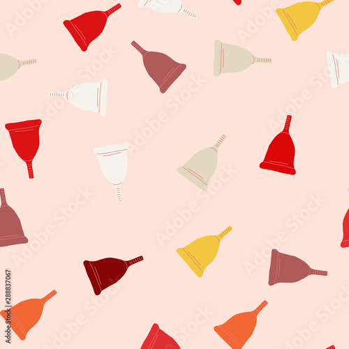 Menstrual cup seamless pattern. Menstrual cup seamless pink background.