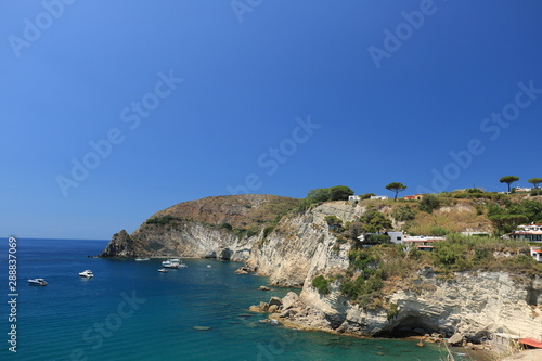 Mediterranean sea with yacht and cliff. Natural panorama of the © MyVideoimage.com