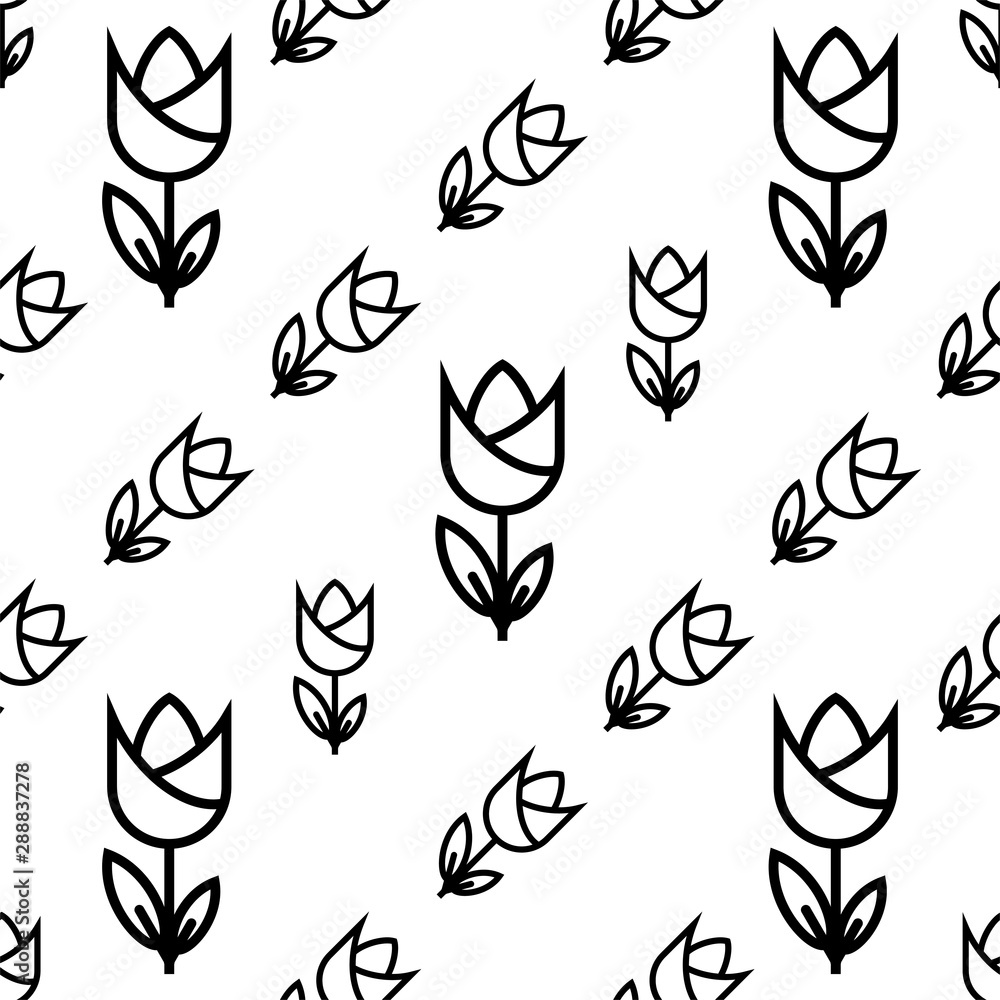 Tulip Icon Seamless Pattern, Flower Icon Tulip Icon Seamless Pattern, Flower Icon
