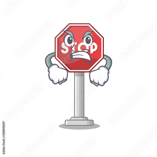 Angry sign stop with the mascot shape photo