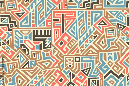 Creative ethnic style vector seamless pattern. Unique geometric vector swatch. Perfect for screen background, site backdrop, wrapping paper, wallpaper, textile and surface design. Trendy boho tile. photo