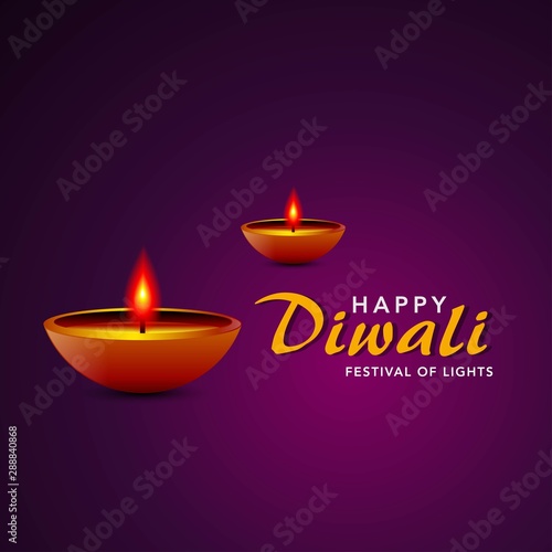Happy diwali festival, template elegant vector for greeting card, banner, background. Beautiful design with paper cut style of Indian.