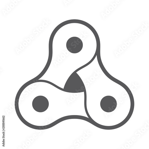 Vector grey triangle created from bike chain. Isolated on white background.