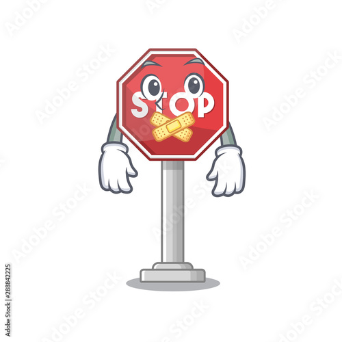 Silent sign stop isolated with the cartoon