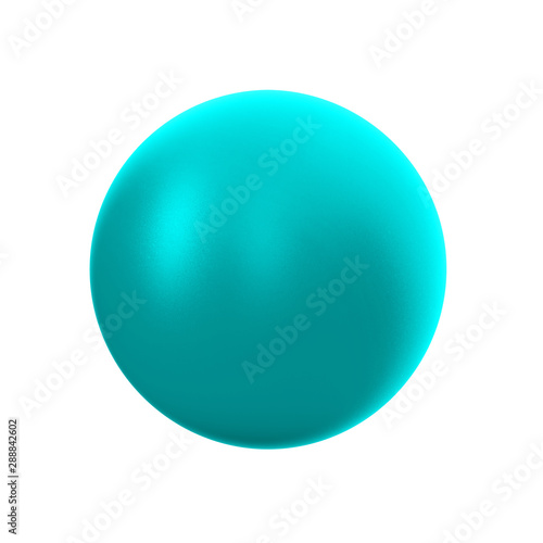 3d cyan metallic sphere in studio environment, on white background 3d illustration
