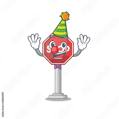 Clown sign stop isolated with the cartoon