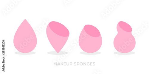 Makeup sponges. Icon set: several types of sponges. Vector illustration, flat design