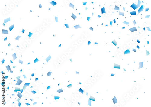 Festive blue rectangle confetti background. Abstract frame confetti texture for holiday, postcard, poster, website, carnival, birthday, children's parties. Cover confetti mock-up. Wedding card layout