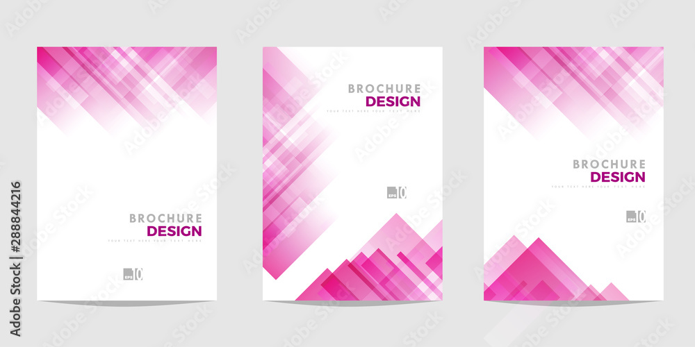 Design template for Brochure, Flyer or Depliant for business purposes. Pink vector geometric abstract background with diagonal squares