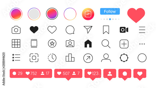 Social media icon user. Instagram. Stories user button, symbol, sign logo. Vector illustration. photo