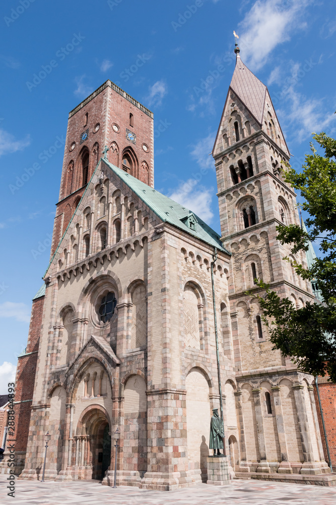 Historic Domkirke Cathedral In the traditional historic village of Ribe on Jutland in Denmark