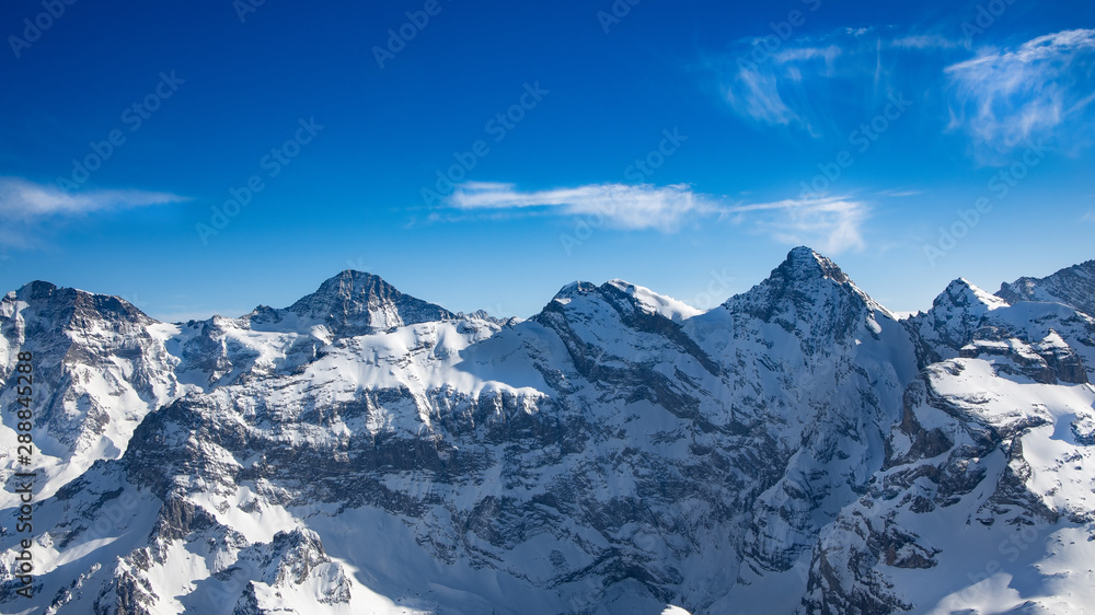 Panorama of Titlis mountain in summer, Switzerland,European Alps in sunny day