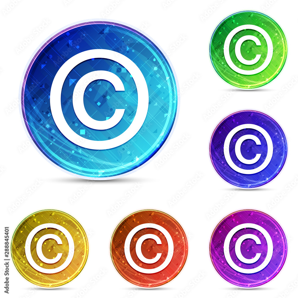 Copyright symbol icon digital abstract round buttons set illustration