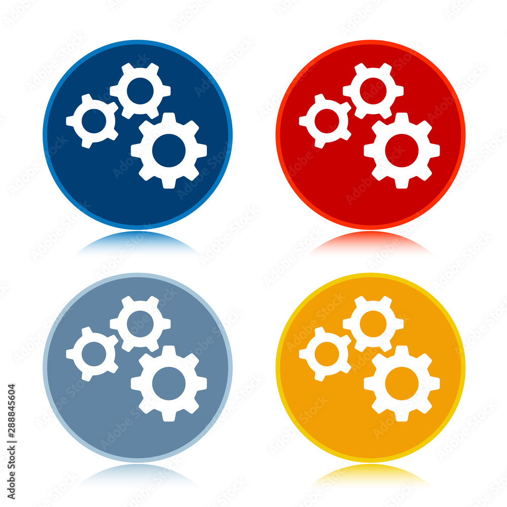 Settings gears icon trendy flat round buttons set illustration design Settings gears icon trendy flat round buttons set illustration design