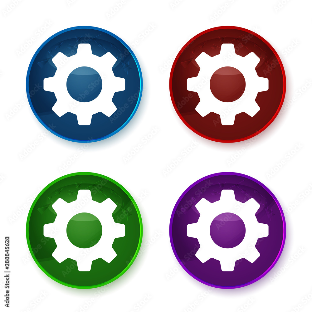 Settings icon shiny round buttons set illustration Settings icon shiny round buttons set illustration