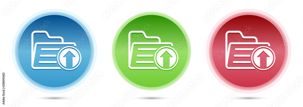 Upload files icon glass round buttons set illustration