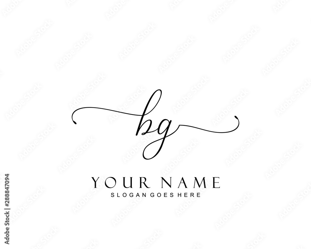 Initial BG beauty monogram and elegant logo design, handwriting logo of ...
