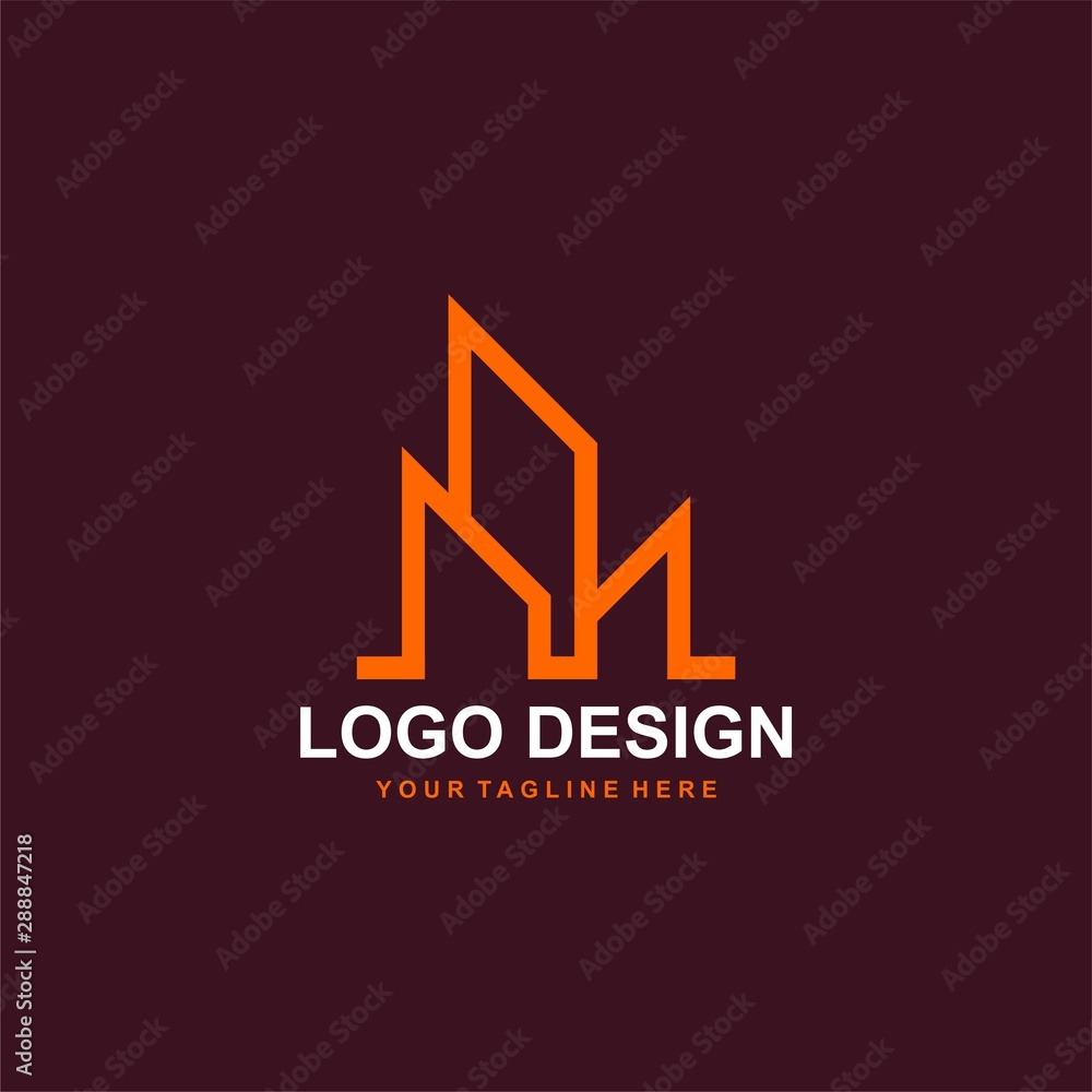 Architectural logo design vector. Real estate line logo design. Outline home abstract illustration symbol. Architectural logo design vector. Real estate line logo design. Outline home abstract illustration symbol.