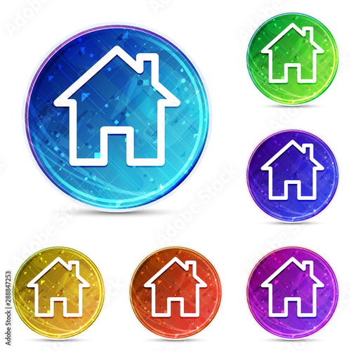 Home icon digital abstract round buttons set illustration