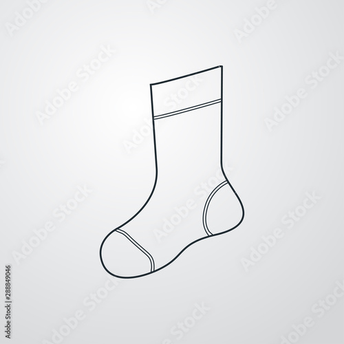 Icono plano lineal calcetines de lana en fondo gris