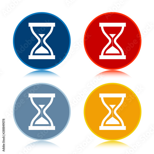 Timer sand hourglass icon trendy flat round buttons set illustration design