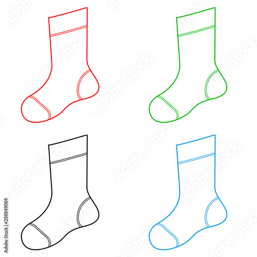 Icono plano lineal calcetines de lana en varios colores