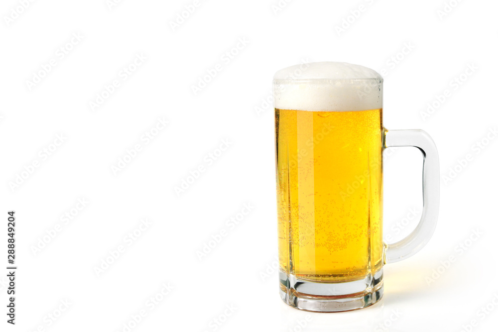 Glass of light beer set isolated on white background Glass of light beer set isolated on white background