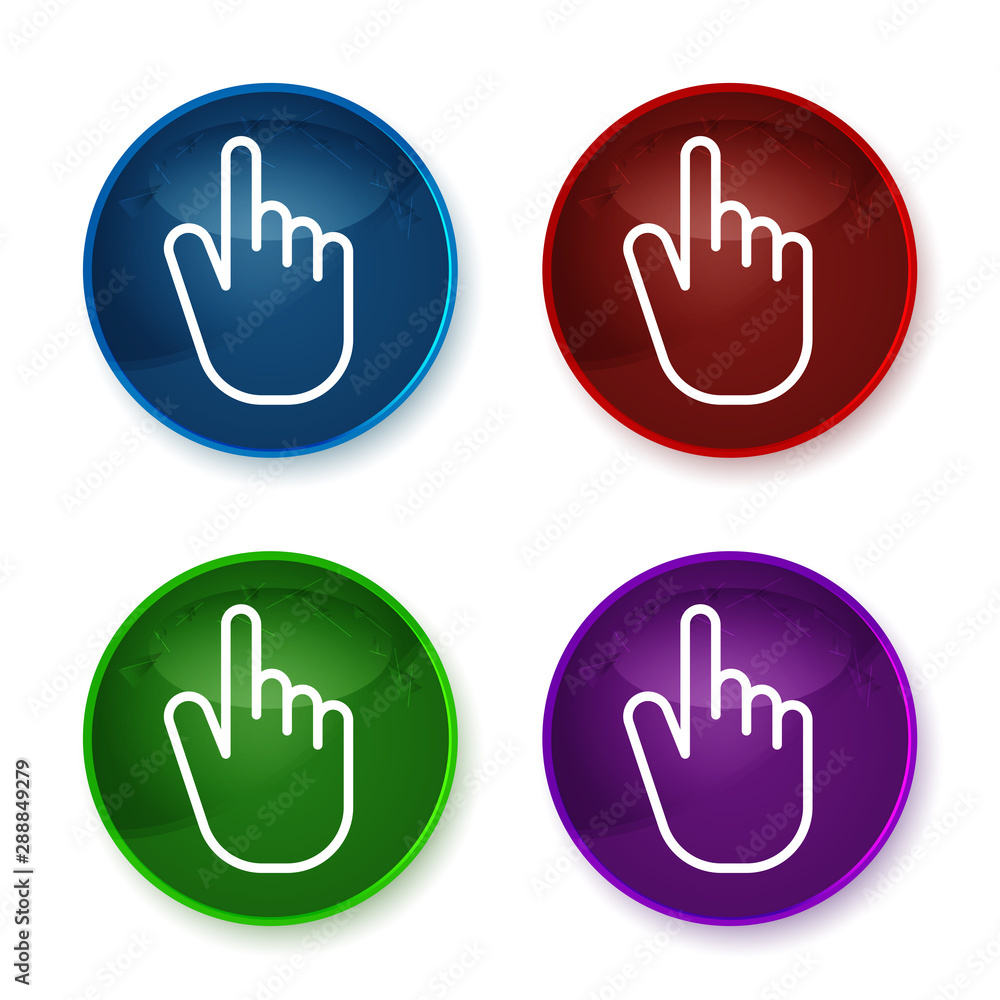 Hand cursor click icon shiny round buttons set illustration Hand cursor click icon shiny round buttons set illustration