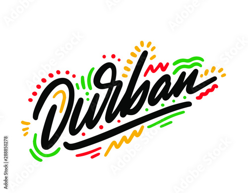 Durban city text design on background for typographic logo icon design