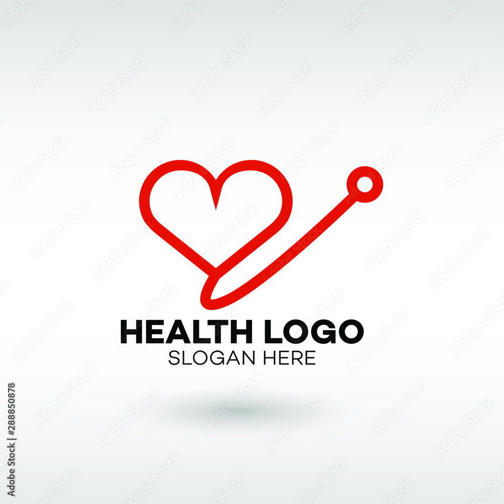 Medical logo design template. heart and stethoscope concept, vector illustration