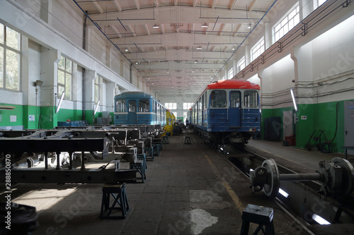 Inside the Severnoe electric depot for the maintenance and repair of passenger trains and cars of the city metro. Moscow, Russia photo