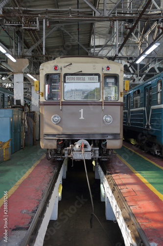 Inside the Severnoe electric depot for the maintenance and repair of passenger trains and cars of the city metro. Moscow, Russia photo