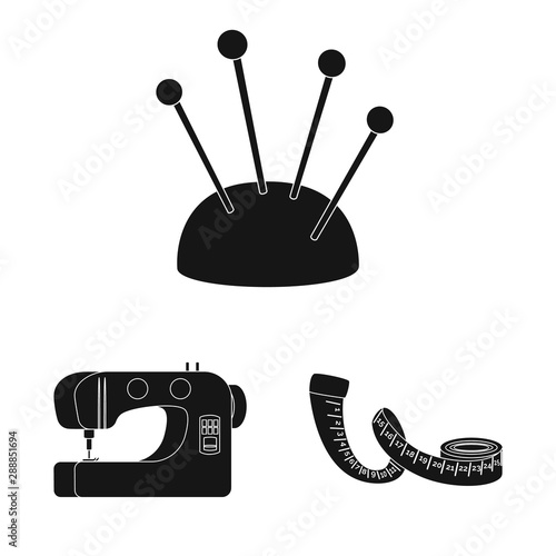 Vector design of studio and industry logo. Set of studio and sewing stock vector illustration.